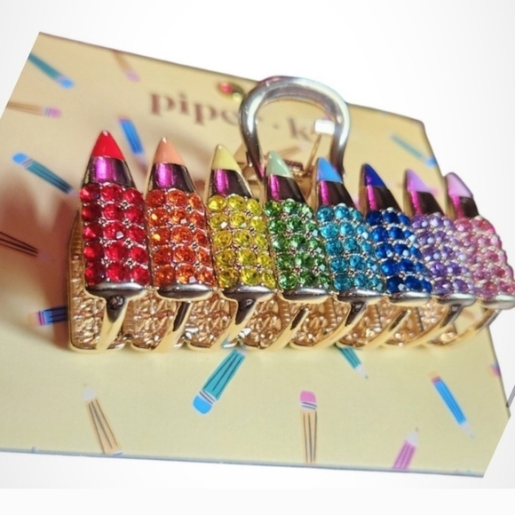 🌈🔹 Piper K🔹 Beautiful Colorful Rhinestone Multicolor Pencil Hair Metal Clips - Picture 4 of 4